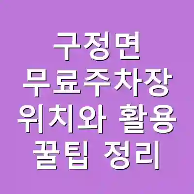 구정면 무료주차장 위치와 활용 꿀팁 정리